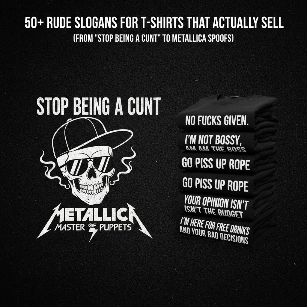 50+ Rude Slogans for T-Shirts People Actually Wear (From 'Stop Being A Cunt' to Metallica Spoofs)